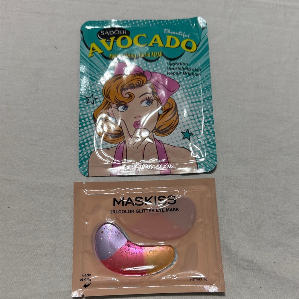 SADOER Avocado moisturizing mask & Tricolor glitter Eye mask bundle of 2